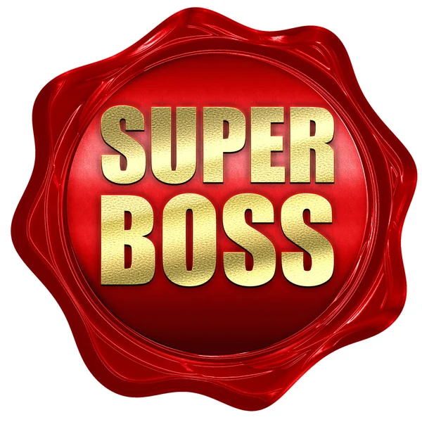 Super boss, 3D rendering, segel lilin merah — Stok Foto