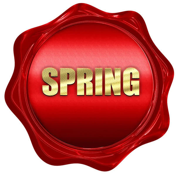 Spring, 3D rendering, a red wax seal — Stock Photo, Image