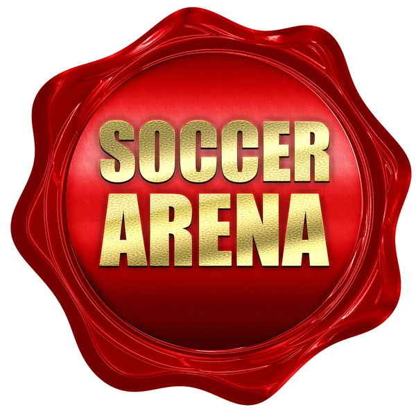 Arena de futebol, renderização 3D, um selo de cera vermelha — Fotografia de Stock
