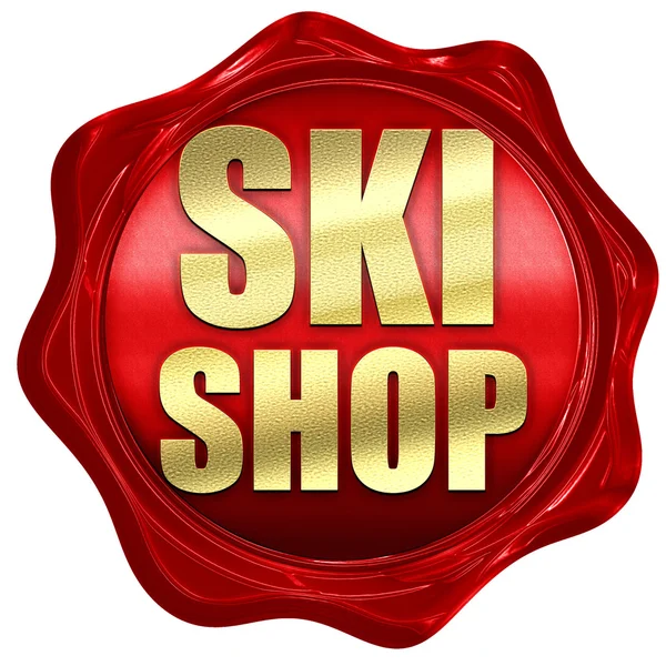 Ski shop, 3D-rendering, een rode lakzegel — Stockfoto