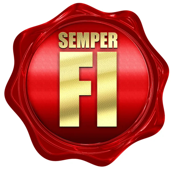 Semper fi, representación 3D, un sello de cera roja —  Fotos de Stock