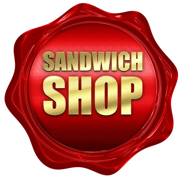 Sandwich-Shop, 3D-Rendering, rotes Wachssiegel — Stockfoto