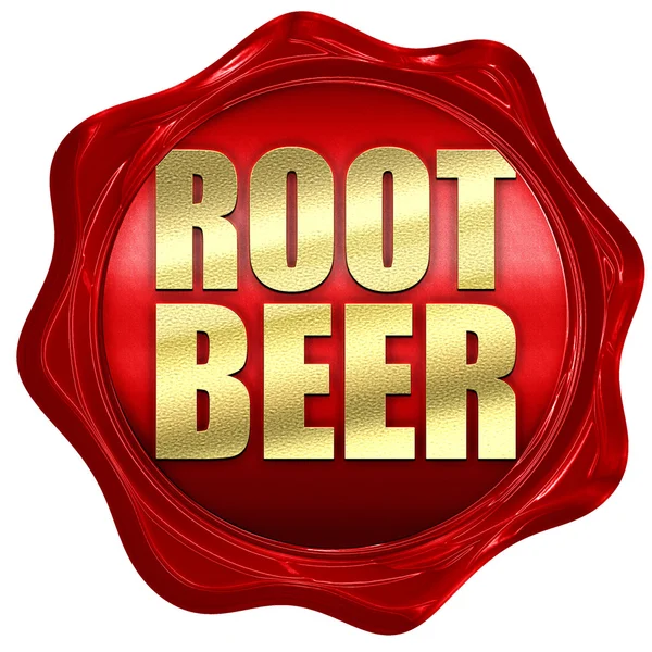 Root beer, 3D rendering, segel lilin merah — Stok Foto