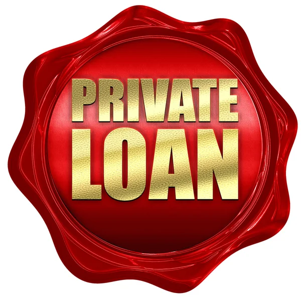 Private loan, 3D rendering, a red wax seal — Stock Photo, Image