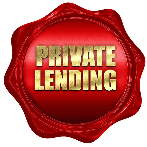 Private lending, 3D rendering, a red wax seal — Stock Photo, Image