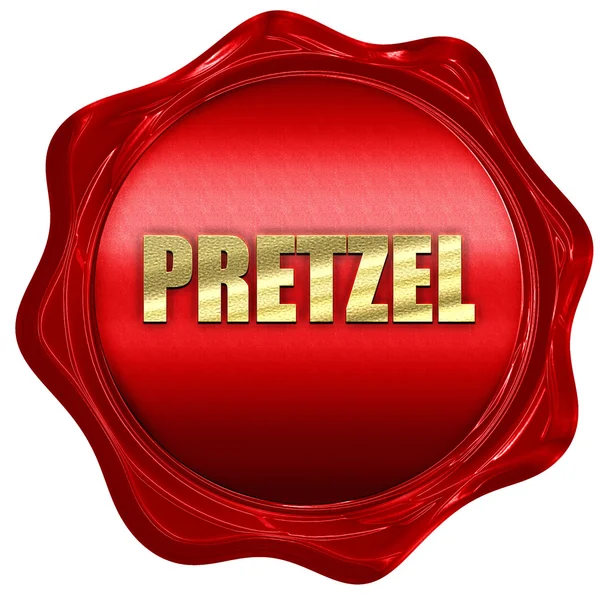 Pretzel, renderização 3D, um selo de cera vermelha — Fotografia de Stock