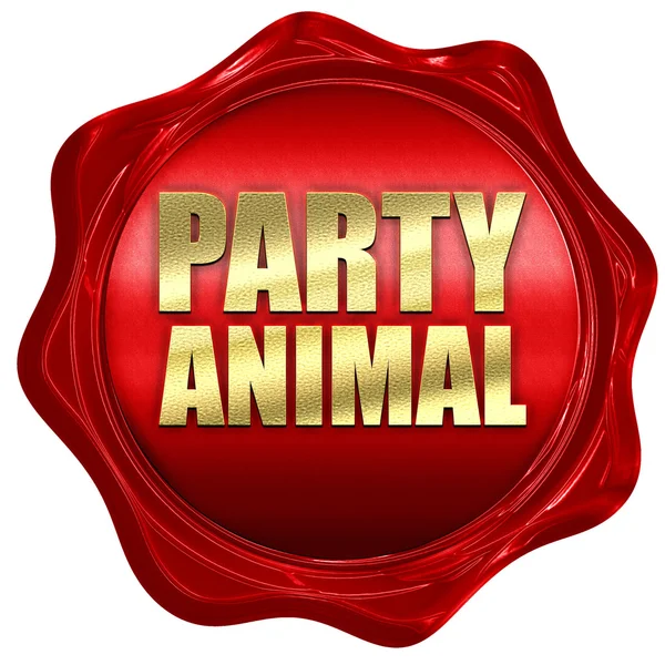 Party animal, 3D rendering, a red wax seal — Stock Photo, Image