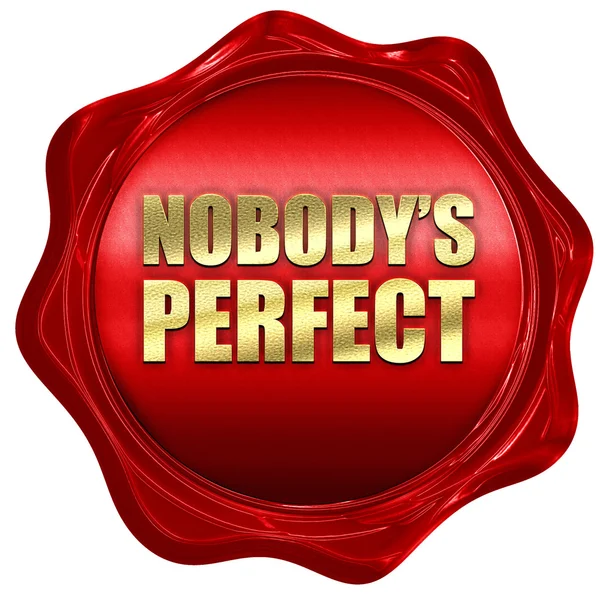 Nobodys perfekt, 3d-rendering, ett rött vax tätning — Stockfoto