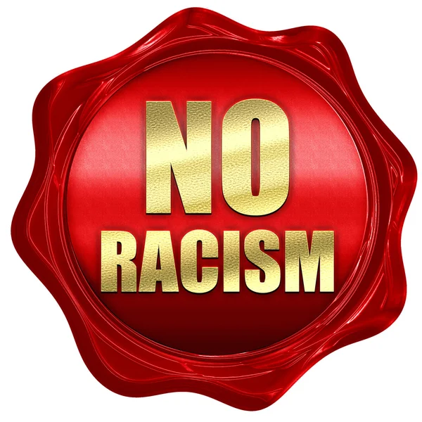 Geen racisme, 3D-rendering, een rode lakzegel — Stockfoto