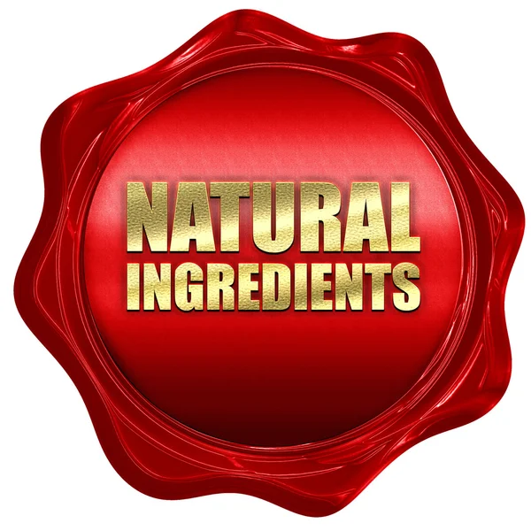 Natürliche Inhaltsstoffe, 3D-Rendering, rotes Wachssiegel — Stockfoto