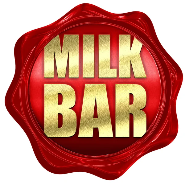 Γάλα μπαρ, 3d rendering, ένα κόκκινο κερί σφραγίδα — Φωτογραφία Αρχείου