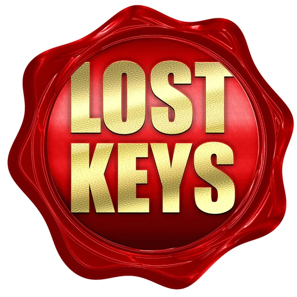 Lost keys, 3D rendering, a red wax seal — Stock Photo, Image