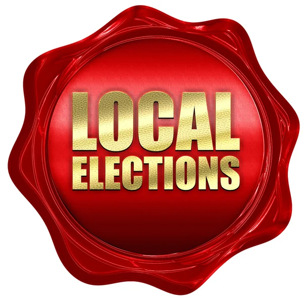 Elecciones locales, representación 3D, un sello de cera roja —  Fotos de Stock