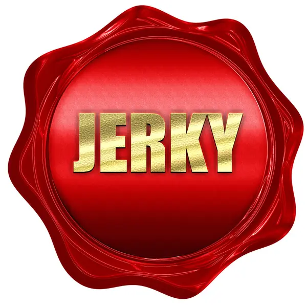 Jerky, representación 3D, un sello de cera roja —  Fotos de Stock