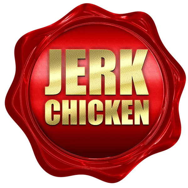 Jerk chicken, 3d-rendering, ett rött vax tätning — Stockfoto