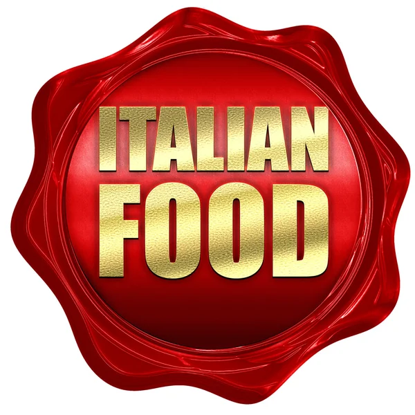 Nourriture italienne, rendu 3D, un sceau de cire rouge — Photo