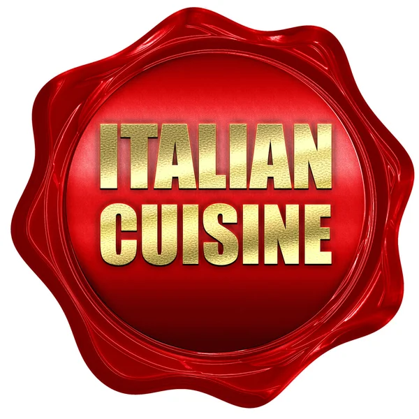 Itialian cuisine, 3D rendering, a red wax seal — Stock Photo, Image