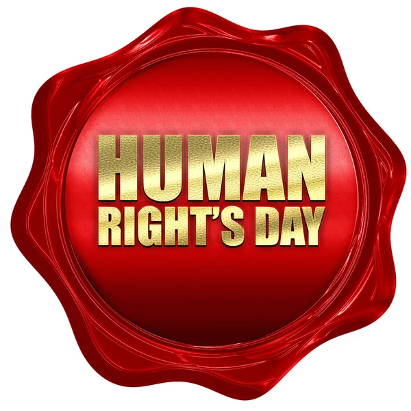 Dia dos direitos humanos, renderização 3D, um selo de cera vermelha — Fotografia de Stock