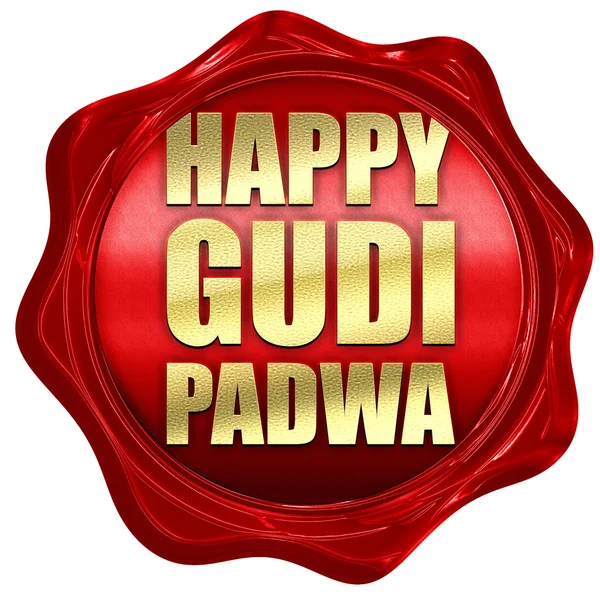 Happy gudi padwa, rendu 3D, un joint de cire rouge — Photo