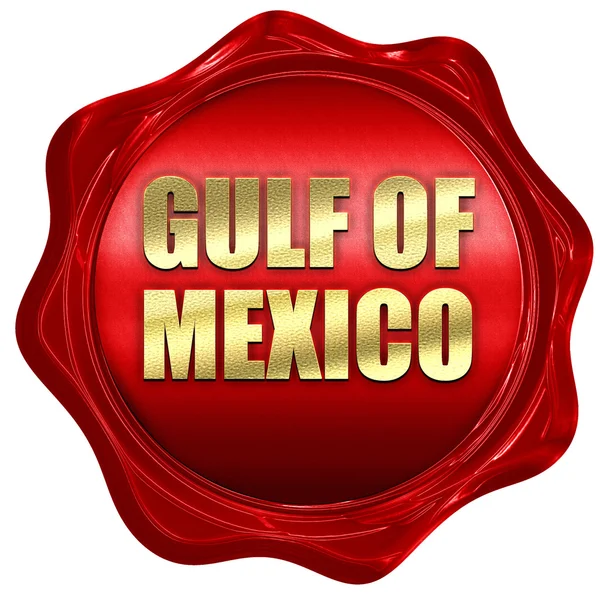 Golfo de México, representación 3D, un sello de cera roja — Foto de Stock