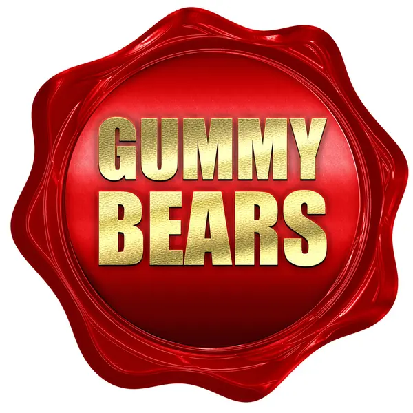 Gumoví medvídci, 3d vykreslování, červenou voskovou pečetí — Stock fotografie