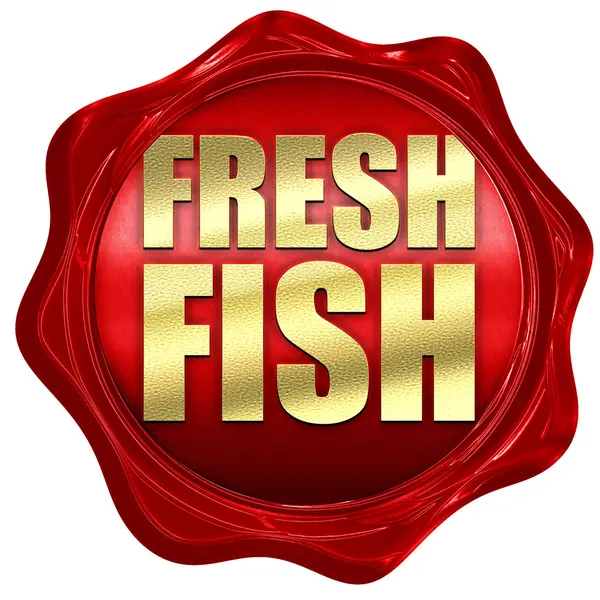Čerstvé ryby, 3d vykreslování, červenou voskovou pečetí — Stock fotografie