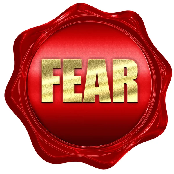 Miedo, representación 3D, un sello de cera roja — Foto de Stock