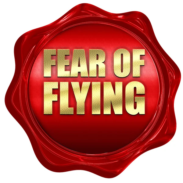 Miedo a volar, representación 3D, un sello de cera roja — Foto de Stock