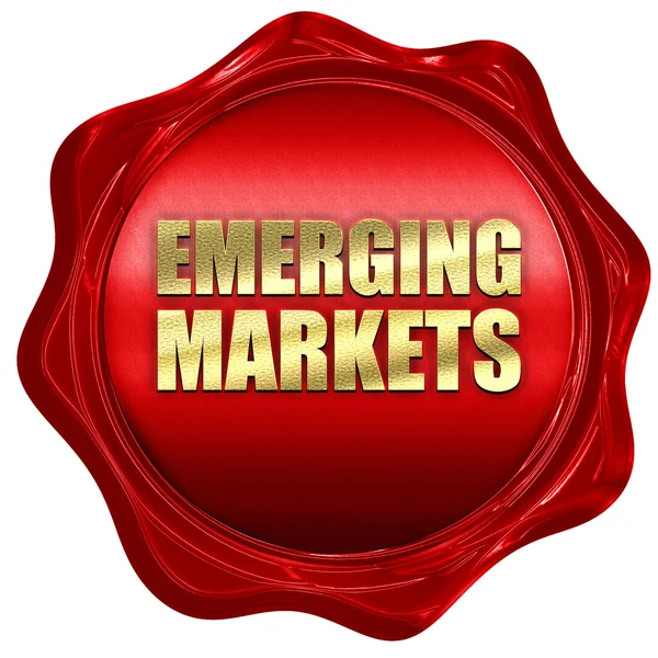 Mercados emergentes, renderizado 3D, un sello de cera roja — Foto de Stock