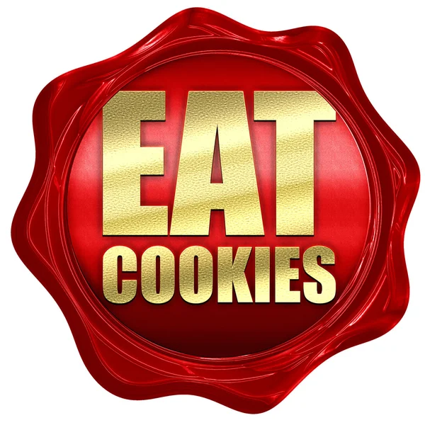 쿠키, 3d 렌더링, 빨간색 왁 스 물개를 먹으십시오 — 스톡 사진