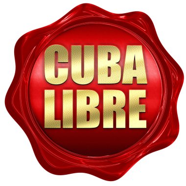 Cuba libre, 3d render, bir kırmızı mum mühür