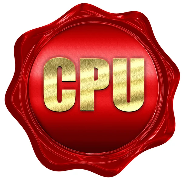 Cpu, rendering 3D, un sigillo di cera rossa — Foto Stock