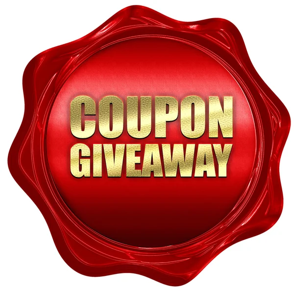 Coupon giveaway, 3D rendering, a red wax seal — Stock Photo, Image