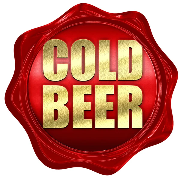 Bière froide, rendu 3D, un joint de cire rouge — Photo