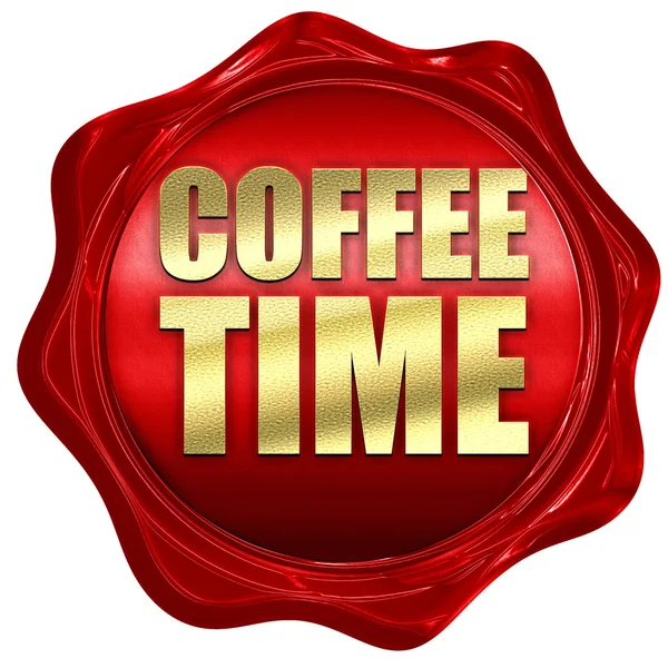 Koffie tijd, 3D-rendering, een rode lakzegel — Stockfoto