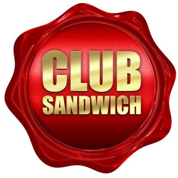 Club sandviç, 3d render, bir kırmızı mum mühür — Stok fotoğraf