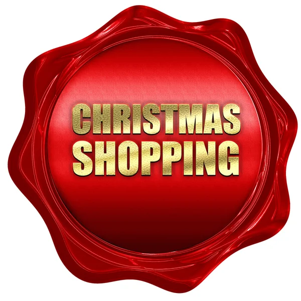 Christmas shopping, 3D rendering, a red wax seal — Stock Photo, Image