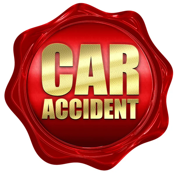 Incidente d'auto, rendering 3D, guarnizione in cera rossa — Foto Stock