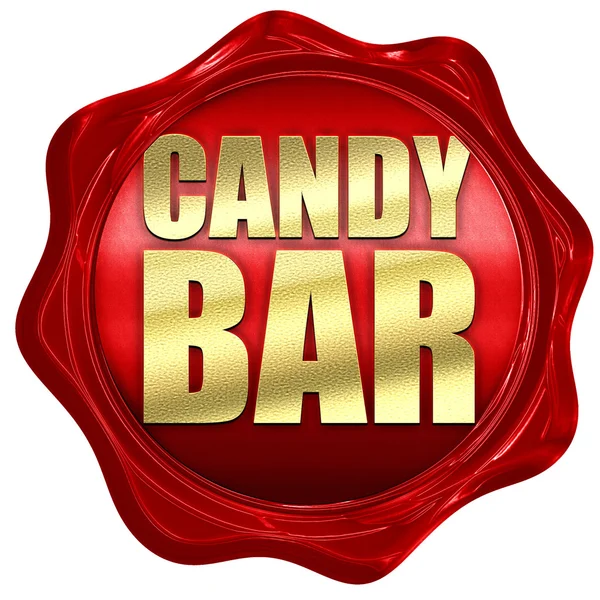 Candy bar, 3D-rendering, een rode lakzegel — Stockfoto