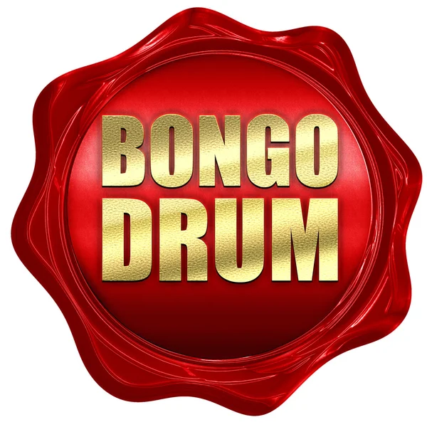Tambor de bongo, representación 3D, un sello de cera roja — Foto de Stock