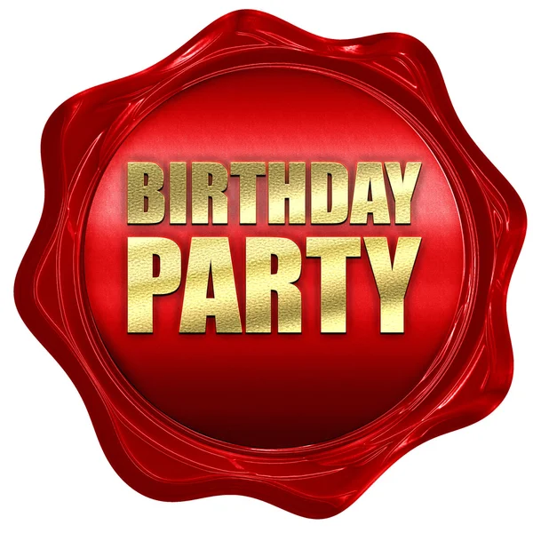 Birthday party, 3D rendering, a red wax seal — Stock Photo, Image