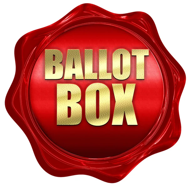 Ballot box, 3D rendering, a red wax seal — Stock Photo, Image