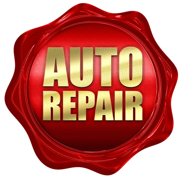 Auto repair, 3D rendering, a red wax seal — Stock Photo, Image