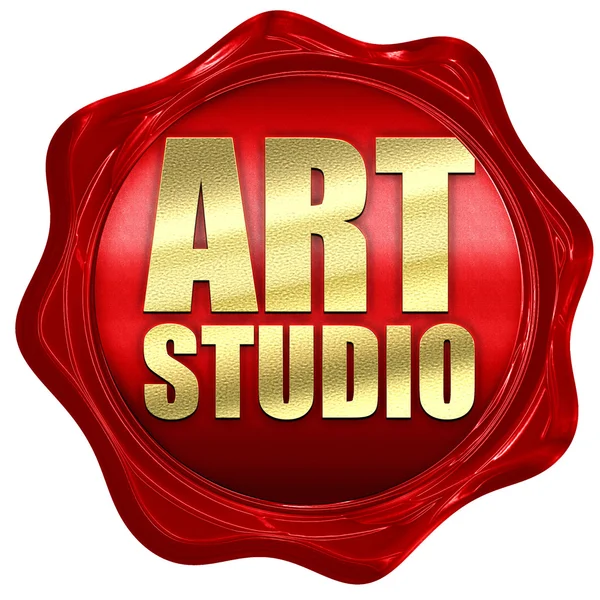 アート スタジオ、3 d レンダリング、赤いワックス シール — ストック写真