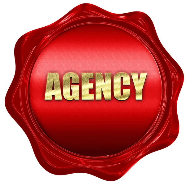 Agencia, representación 3D, un sello de cera roja — Foto de Stock