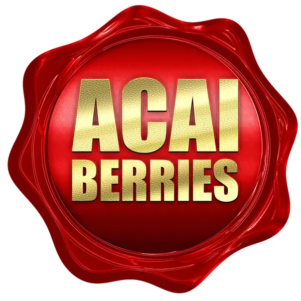 Acai bessen, 3D-rendering, een rode lakzegel — Stockfoto