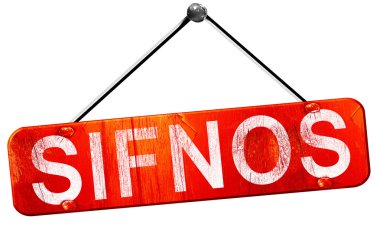 Sifnos, 3d render, işareti asılı kırmızı