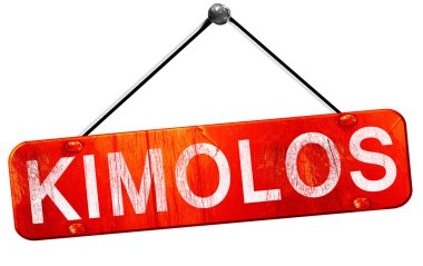 Kimolos, 3d render, işareti asılı kırmızı