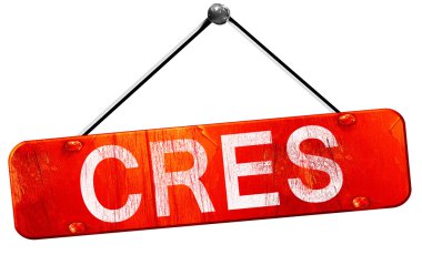 Cres, 3D rendering, a red hanging sign