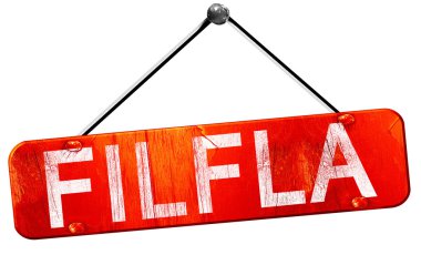 Filfla, 3d render, işareti asılı kırmızı